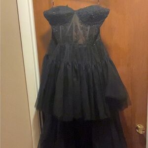Camille La Vie Black Strapless Prom Dress